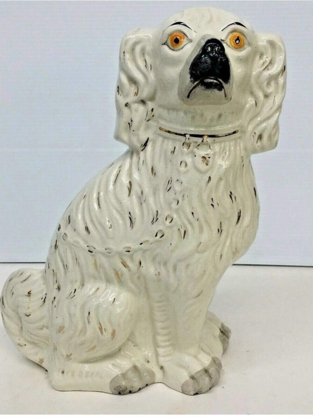 Lockdown & London Classic White Ceramic Dog Figurine - Decorative Pet Accent